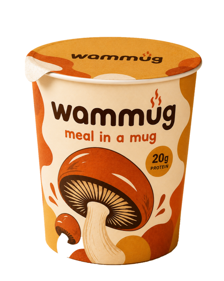 Wammug cup of warm savory mushroom soup